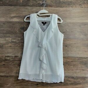 Iz Byer White Ruffle Tank Top